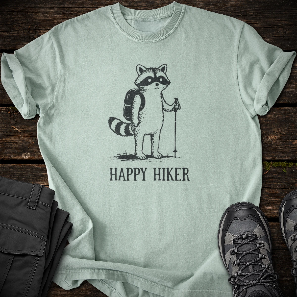 Happy Raccoon Hiker T-shirt