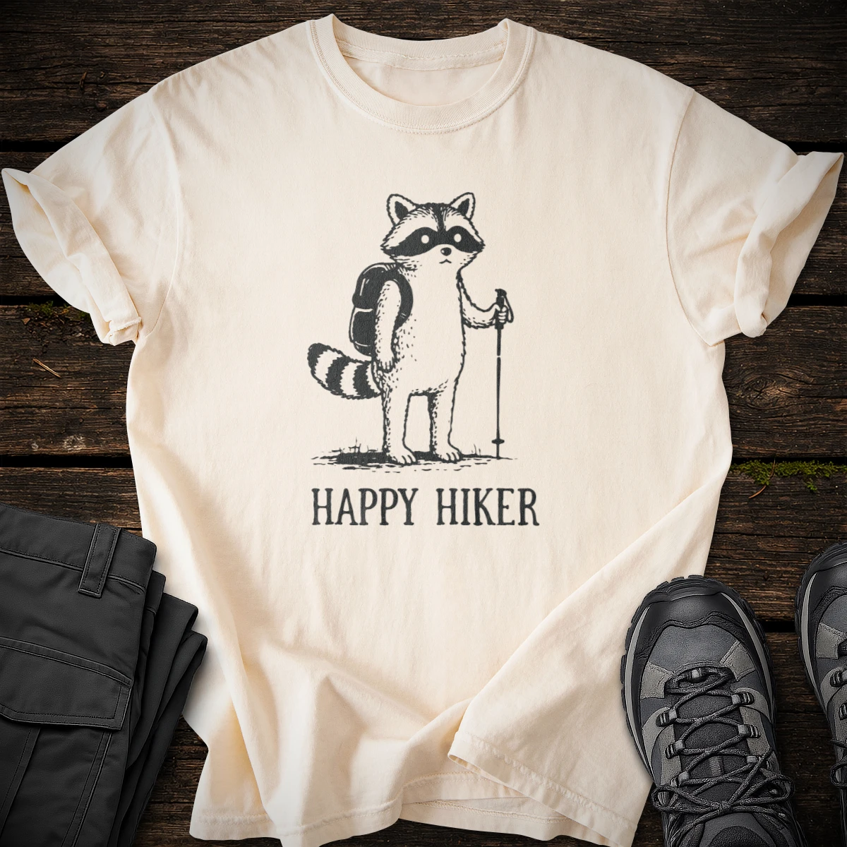 Happy Raccoon Hiker T-shirt