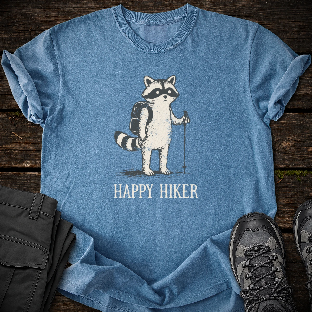 Happy Raccoon Hiker T-shirt